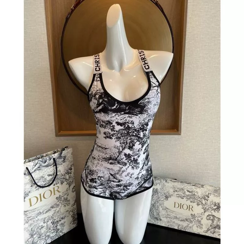 Dior Crisscross Swimsuit Women Toile De Jouy Motif Lycra White 0113 Luxury