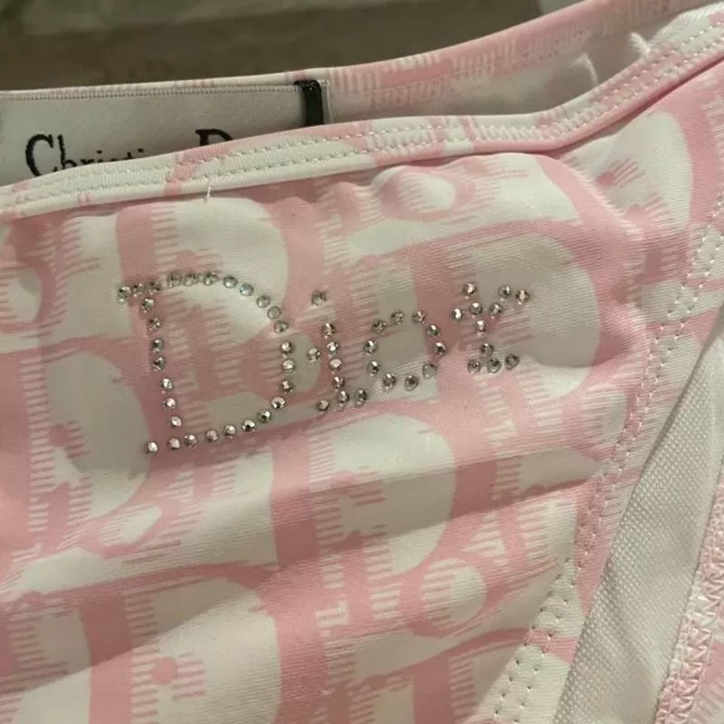 Cheap Dior Bikini Women Oblique with Stud Logo Motif Lycra Pink 0113 Luxury