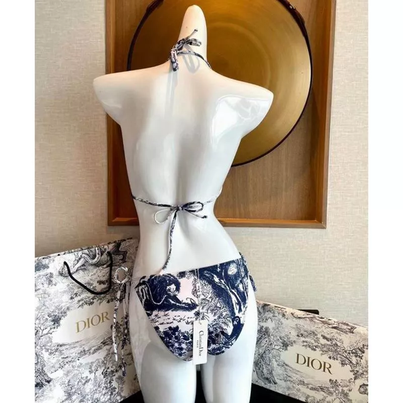 Cheap Christian Dior Bikini Women Toile De Jouy Motif Lycra Blue 0115 Luxury