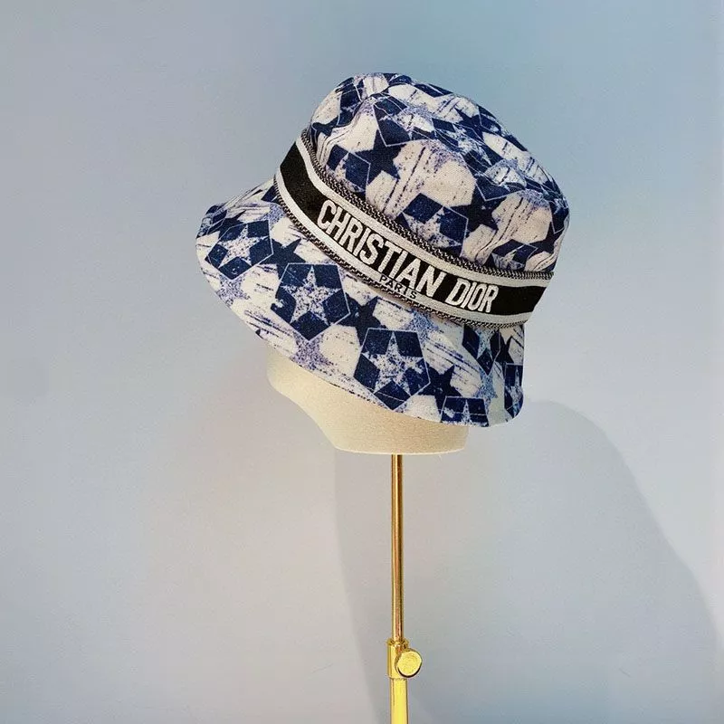 Christian Dior Bucket Hat Etoile Motif Cotton Blue 0113 Luxury