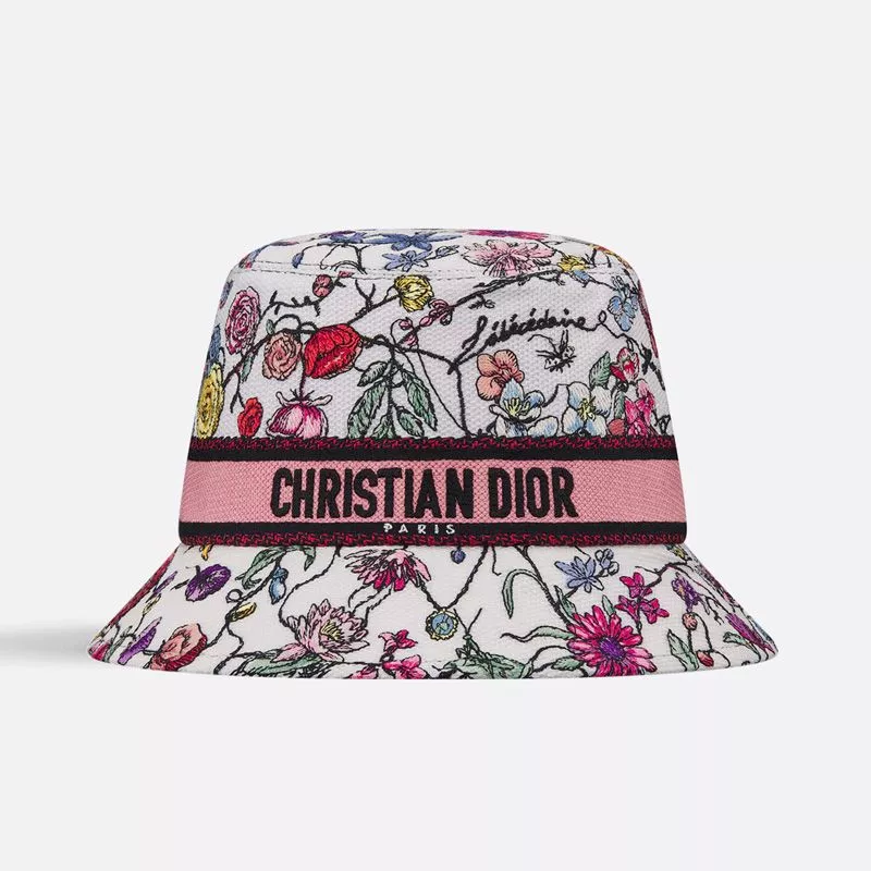 Christian Dior Bucket Hat Florilegio Motif Cotton White 0113 Luxury