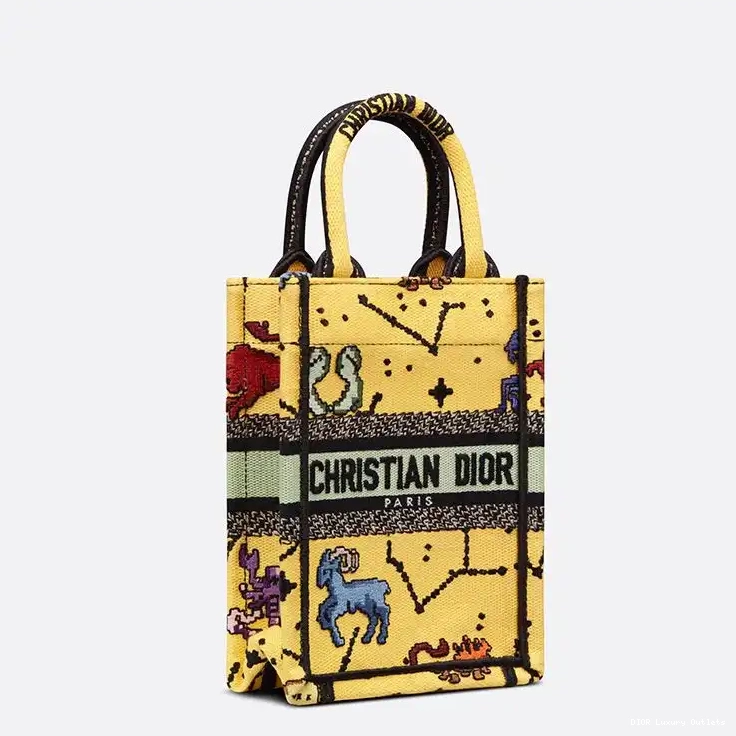Cheap Canvas Yellow Book Pixel Dior Miniature Tote Zodiac Motif 0319 Luxury