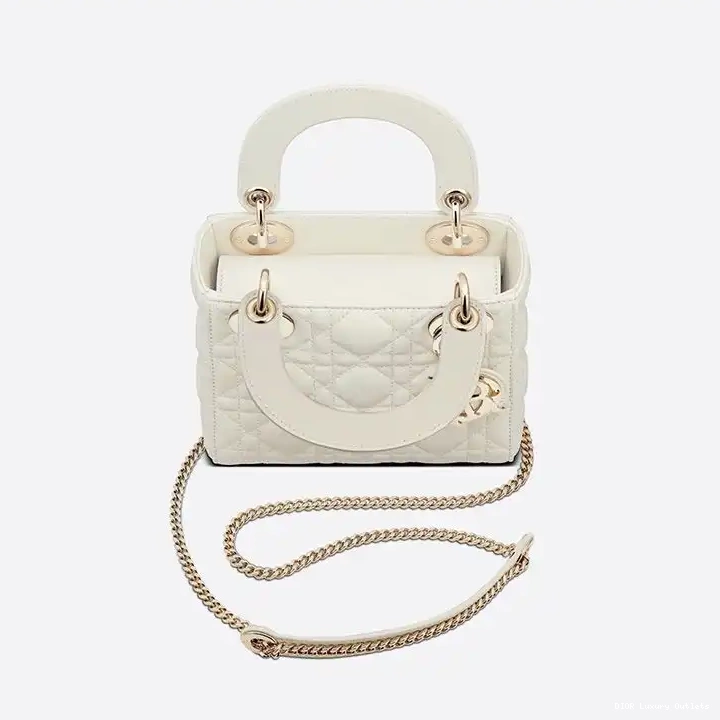 Cheap Lady Mini Lambskin Bag White Cannage Dior 0317 Luxury