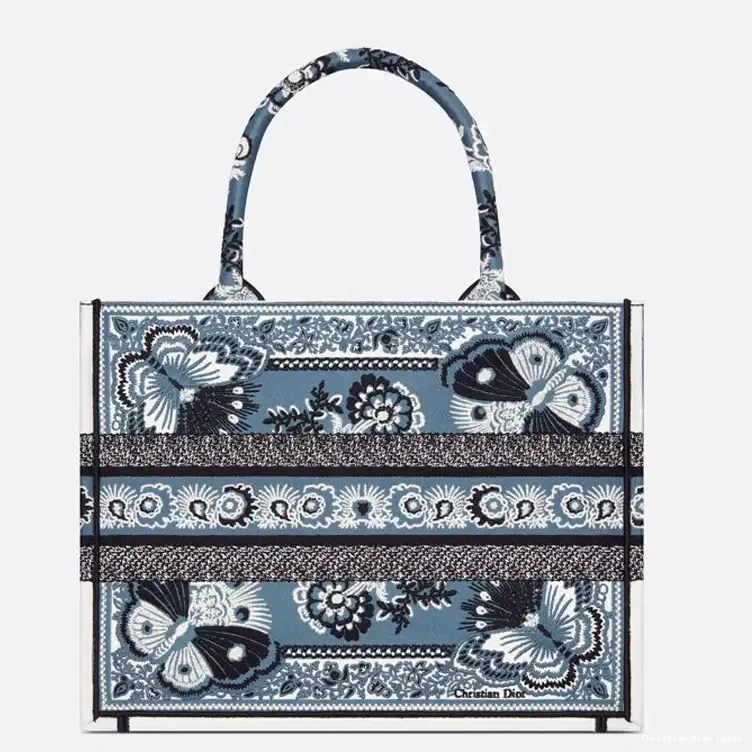 Cheap Motif Dior Canvas Butterfly Bandana Blue Tote Book 0316 Luxury