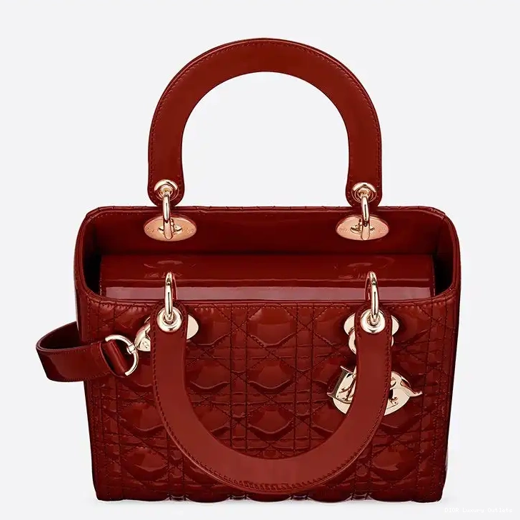 Cheap Red Dior Bag Gold Cannage Calfskin Medium Lady Patent 0319 Luxury
