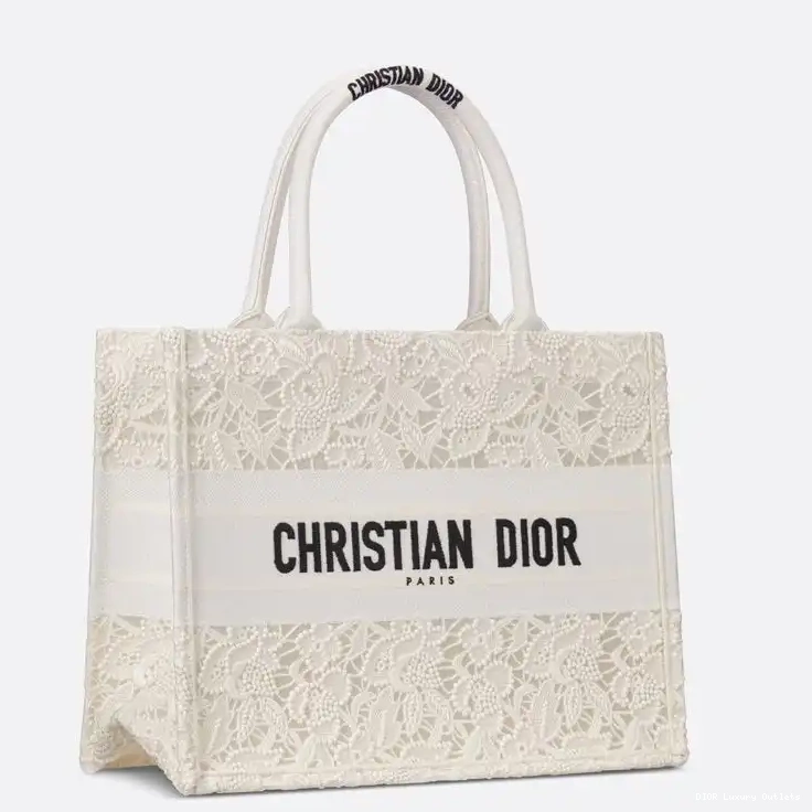 Cheap Book Dior Macrame Tote Canvas D-Lace Motif White 0319 Luxury
