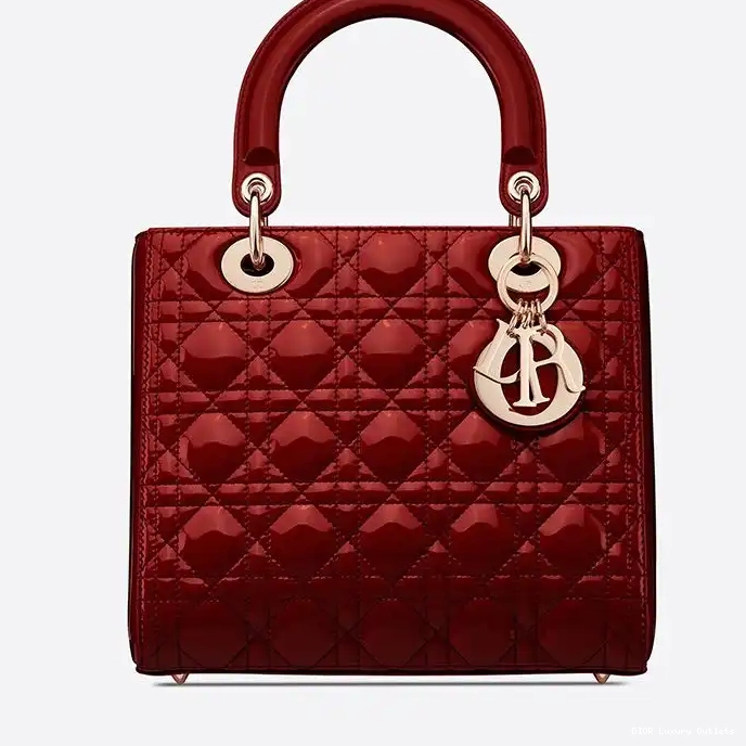 Cheap Red Dior Bag Gold Cannage Calfskin Medium Lady Patent 0319 Luxury