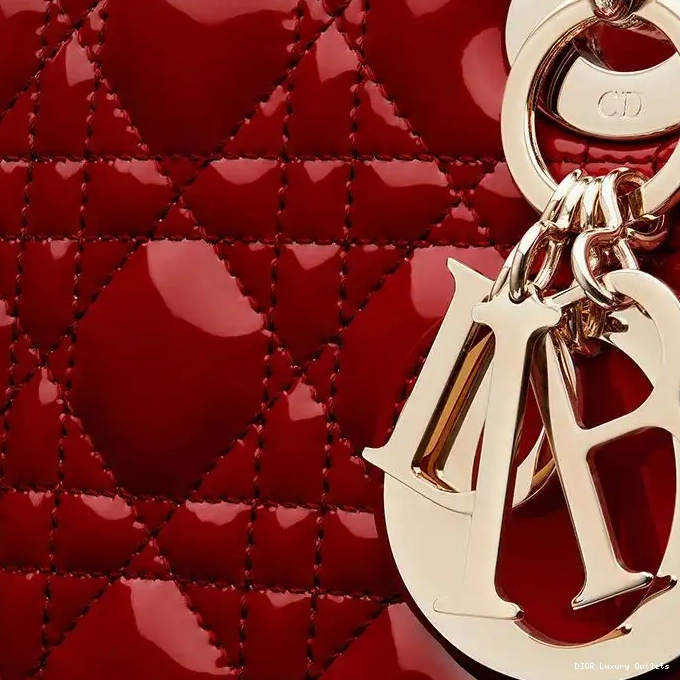Cheap Red Dior Bag Gold Cannage Calfskin Medium Lady Patent 0319 Luxury