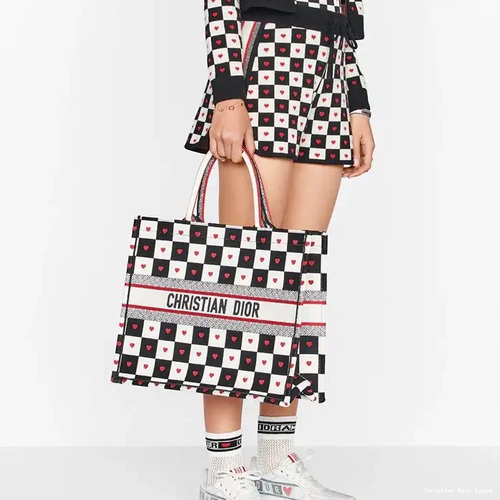 Cheap Heart Black Book Canvas Tote White D-Chess Motif Dioramour Dior 0316 Luxury