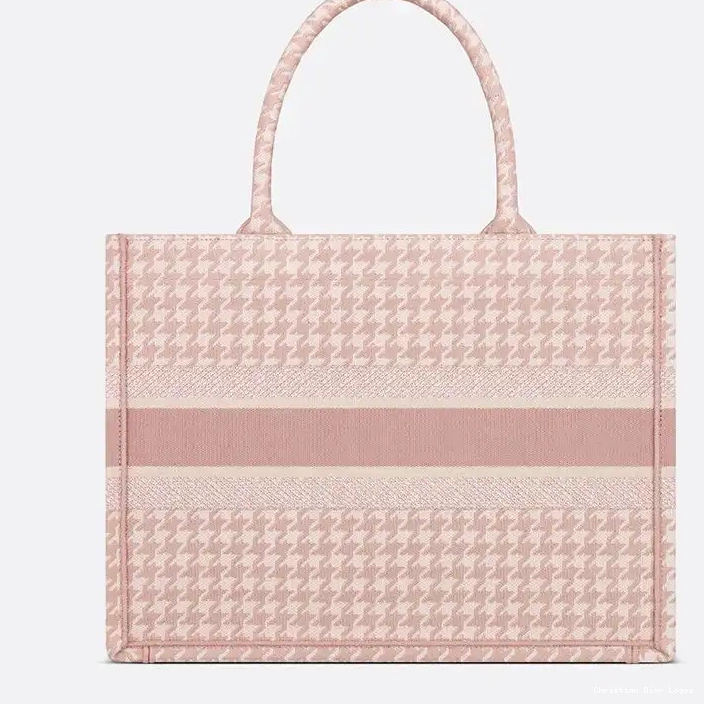 Cheap Macro Dior Tote Book Cherry Canvas Houndstooth Motif 0318 Luxury
