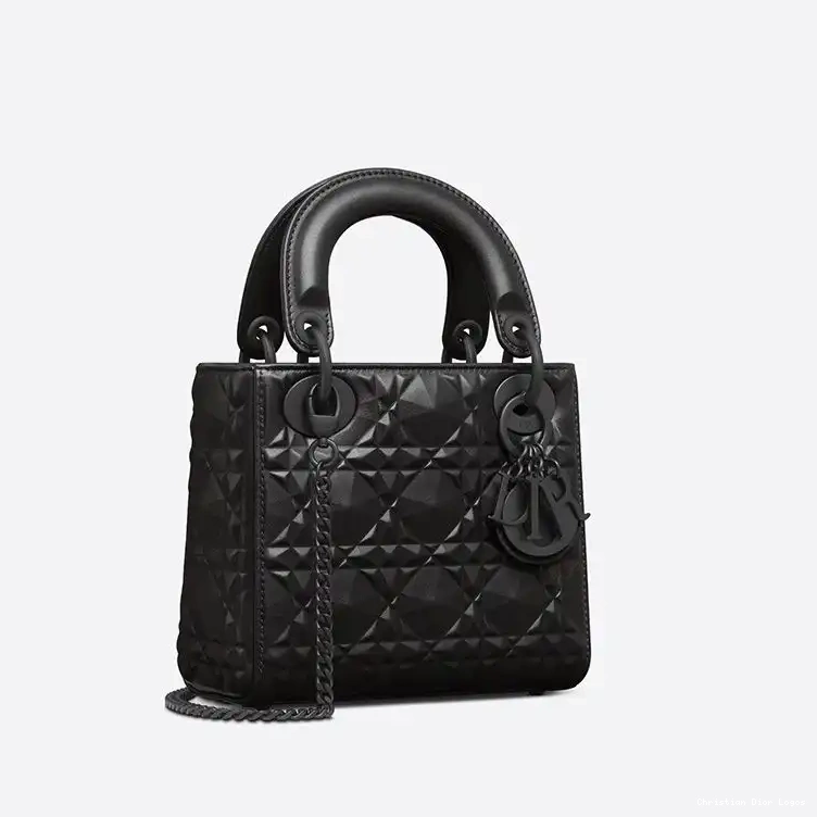 Cheap Diamond Black Calfskin Ultramatte Mini Bag Dior Lady with Cannage Motif 0315 Luxury