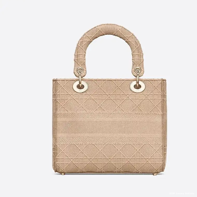 Cheap Cannage Motif Beige Canvas Lady D-lite Bag Medium 0321 Luxury