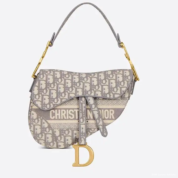 Cheap Saddle Bag Grey Oblique Dior Canvas Motif Christian 0315 Luxury