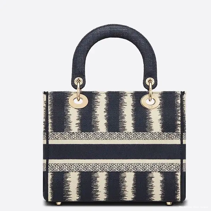 Cheap D-Stripes Canvas Bag Medium Lady Blue Motif D-lite 0316 Luxury