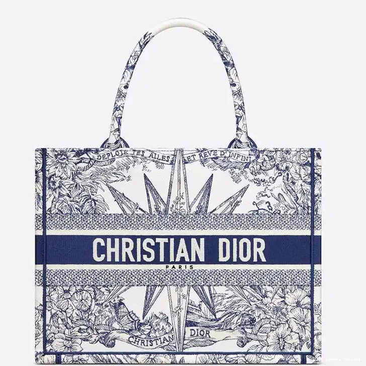Blue Reve Book d'Infini Motif Tote Canvas Dior 0317 Luxury