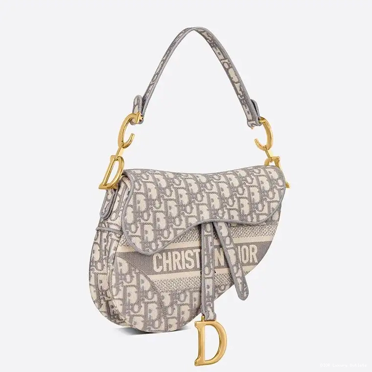 Cheap Saddle Bag Grey Oblique Dior Canvas Motif Christian 0315 Luxury