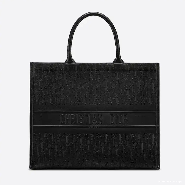 Book Embossed Tote Calfskin Oblique Dior Black 0322 Luxury