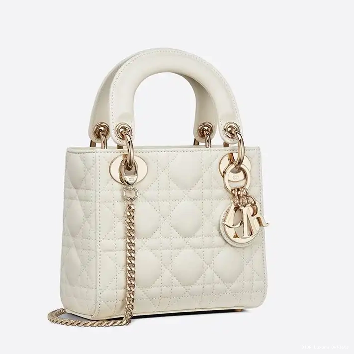 Cheap Lady Mini Lambskin Bag White Cannage Dior 0317 Luxury