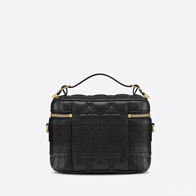 Cheap Lambskin Small Black Vanity Case Cannage DiorTravel 0319 Luxury