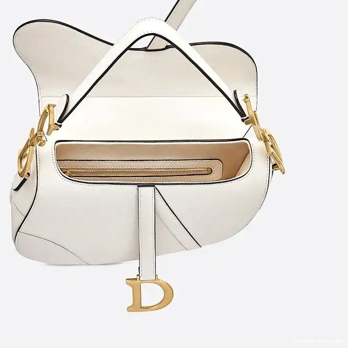 Cheap Bag Dior Grained White Calfskin Saddle 0318 Luxury