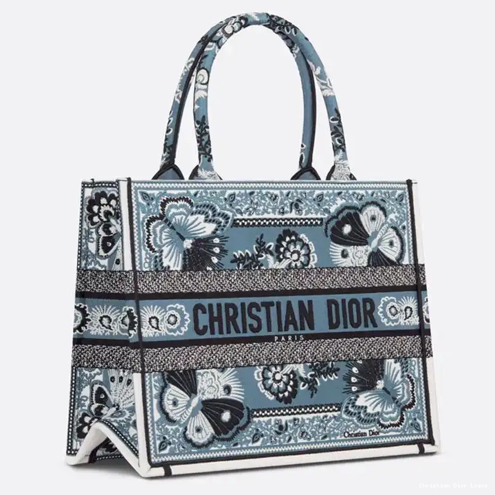 Cheap Motif Dior Canvas Butterfly Bandana Blue Tote Book 0316 Luxury